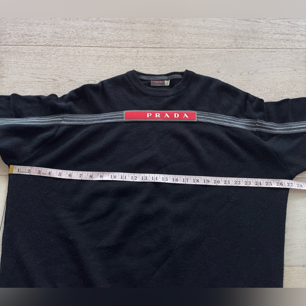 Authentic vintage Prada Men's Black Sweater spellout logo L - Picture 8 of 10